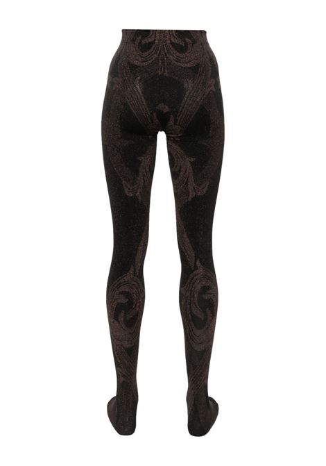 Collant lamé con effetto jacquard in nero e bronzo Wolford x etro - donna WOLFORD X ETRO | 170808098